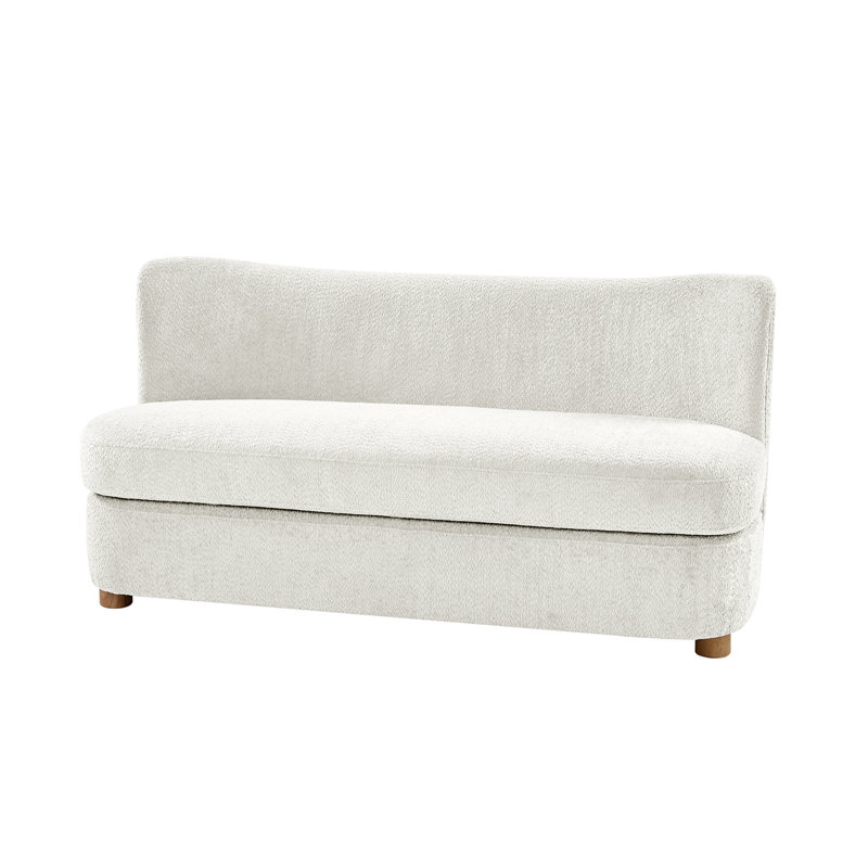 Greigh Modern Upholstered Boucle Curved Loveseat Sofa, Ivory
