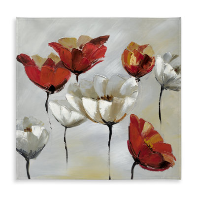 Abstract Red and White Flowers Tablecloth | Romantic Decor