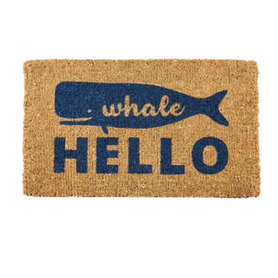 Tapis de porte d’intérieur anti-dérapant 30 x 18" baleineing hello " Duarte