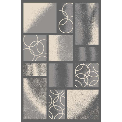 Tapis gris à motif géométrique Blandi