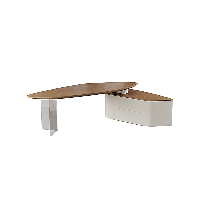 62.99"Luxurious and high-end custom-shaped solid wood executive desk, 29.53" H x 62.99" W x 47.24" D