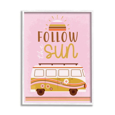 «Follow The Sun Sentiment Retro Van Sunflowers» - Art textuel