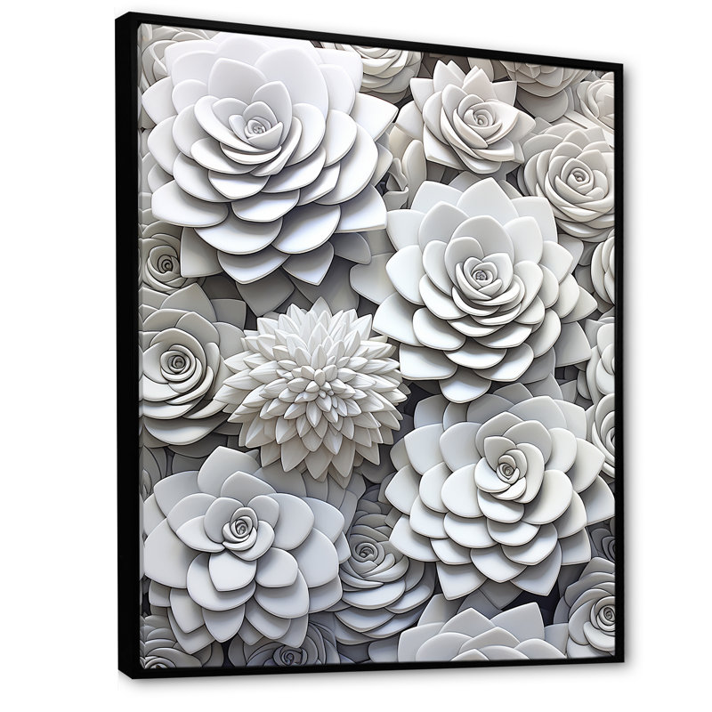 Minimalisme noir et blanc succulent, H 20 po x l 12 po x P 1 po, Cadre flottant noir