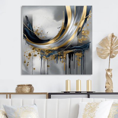 Abstract Golden Grey II - Metal Abstract Wall Decor, Modern Metal wall art print
