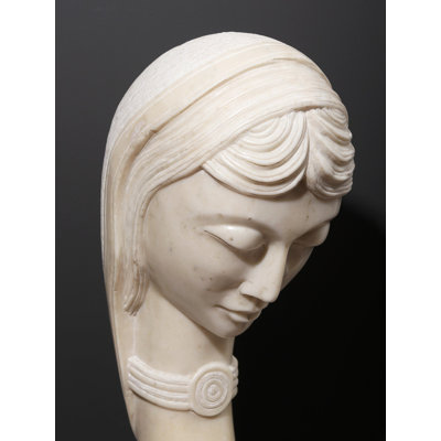 Statue de jardin Decor en marbre blanc et pierre noire
