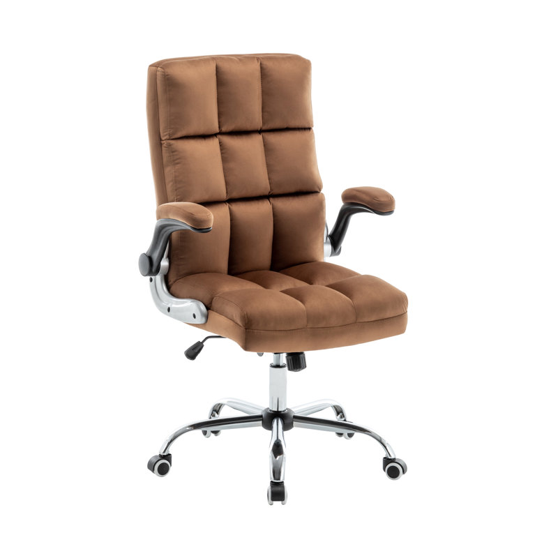 Chaise de bureau Kahaleel, Velours brun
