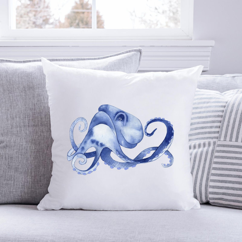 Nautical Sea Life_469 - Coussin décoratif en polyester, H 18 po x l 18 po