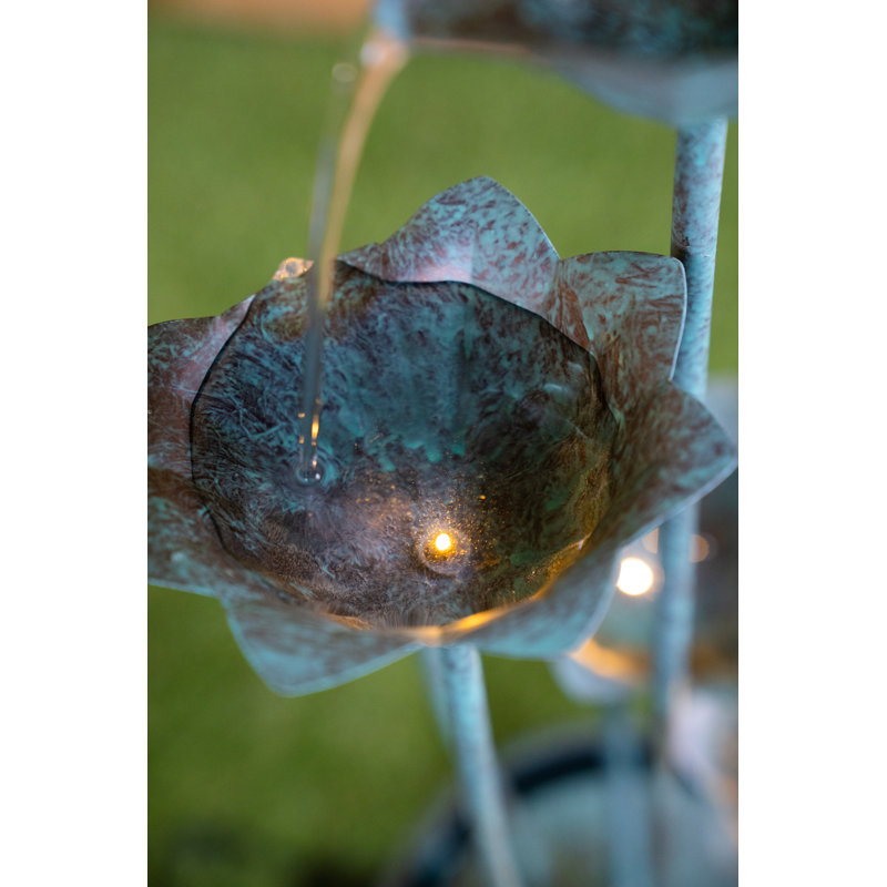 Outdoor Metal Weather Resistant Cascade Fountain with Lights
