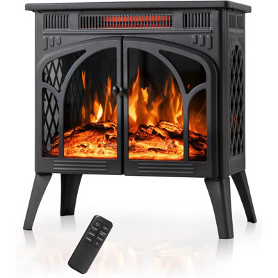Foyer électrique en fonte 24,3 "rétro avec chauffe-flammes 3D 500 pieds carrés avec télécommande