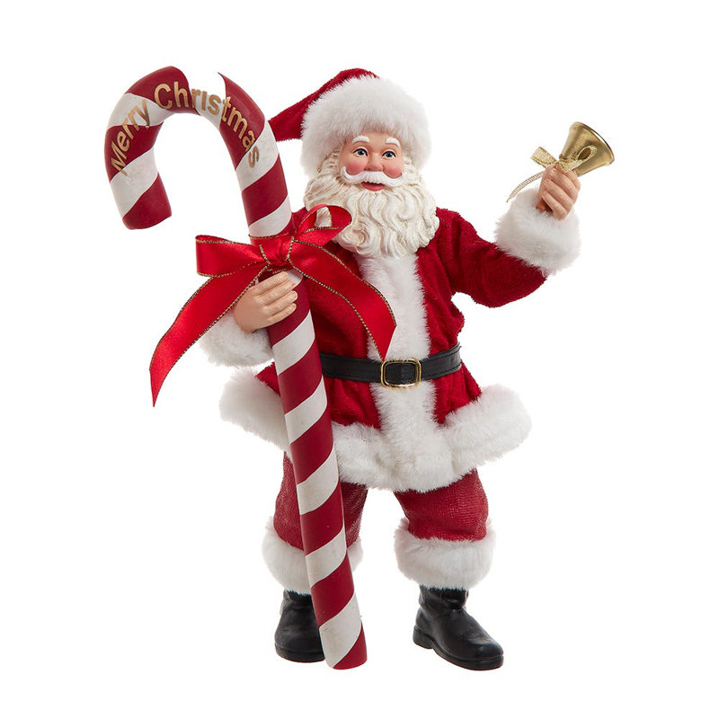 Père Noël Fabriché 10,5 pouces avec canne en bonbon Kurt Adler