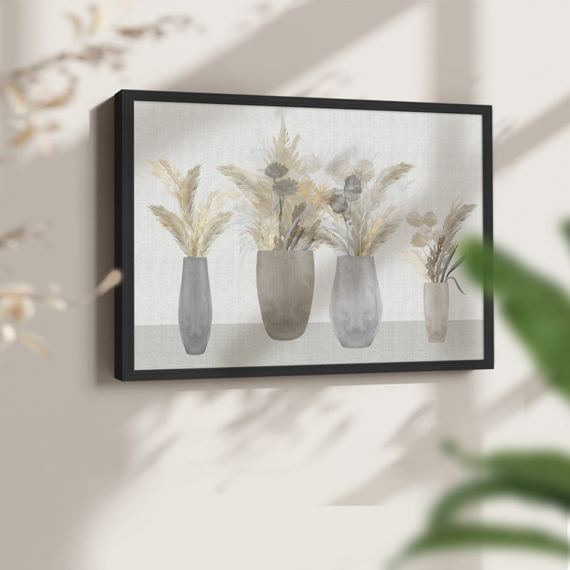Cattail Still Life -Framed Print - Restickable, 8" H x 10" W, Black
