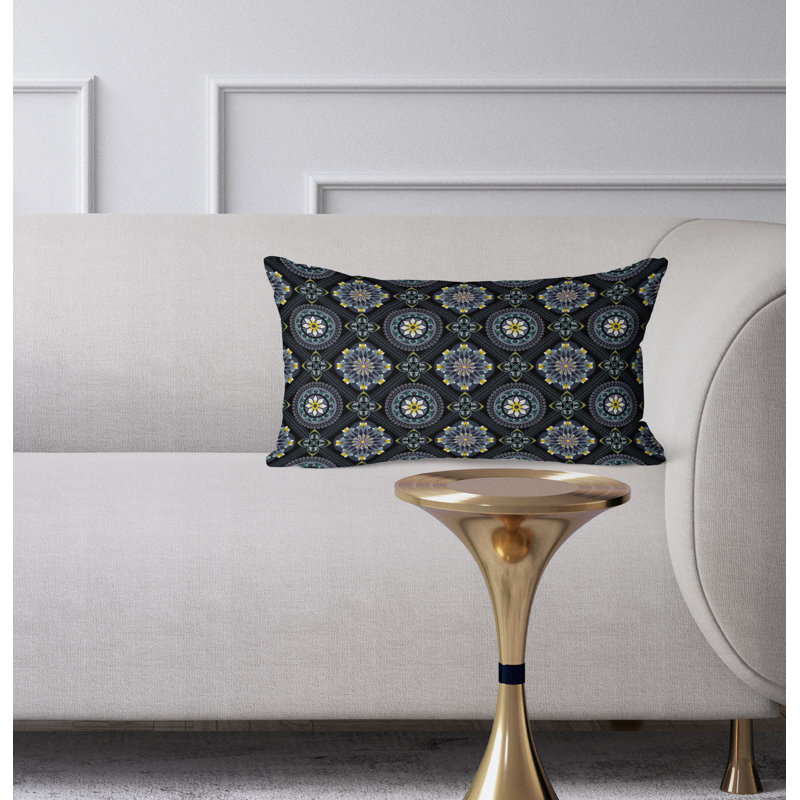 Coussin Mandala, Noir/gris