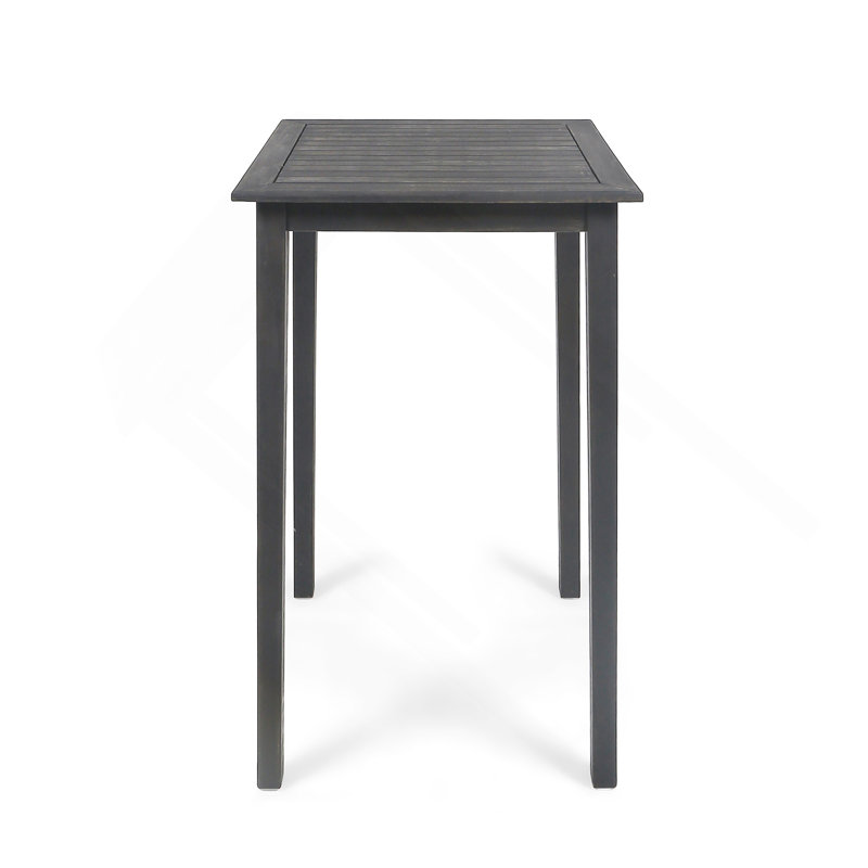 Outdoor Minimalist Acacia Wood Square Bar Table - Dark Gray, Dark Gray
