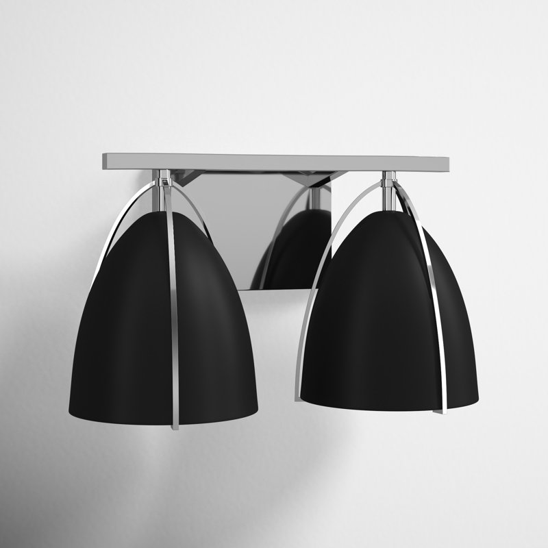 Chrome and Black Steel 2-Light Dimmable Vanity Light