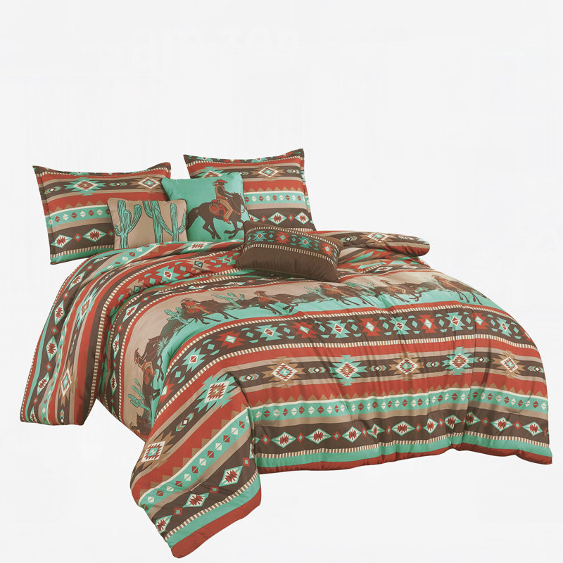 Ensemble d'édredon 6 pièces Southwestern Cowboy, Édredon de grande taille et 5 pièces supplément