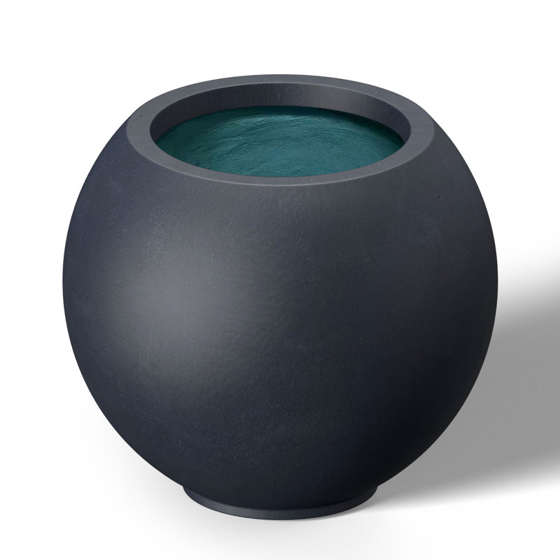 19.5 In. Large Granite Gray(Premium Inner) Concrete Round Planter / Pot With Drainage Holes