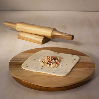 Teak Wood Chakla Belan With Stand Set