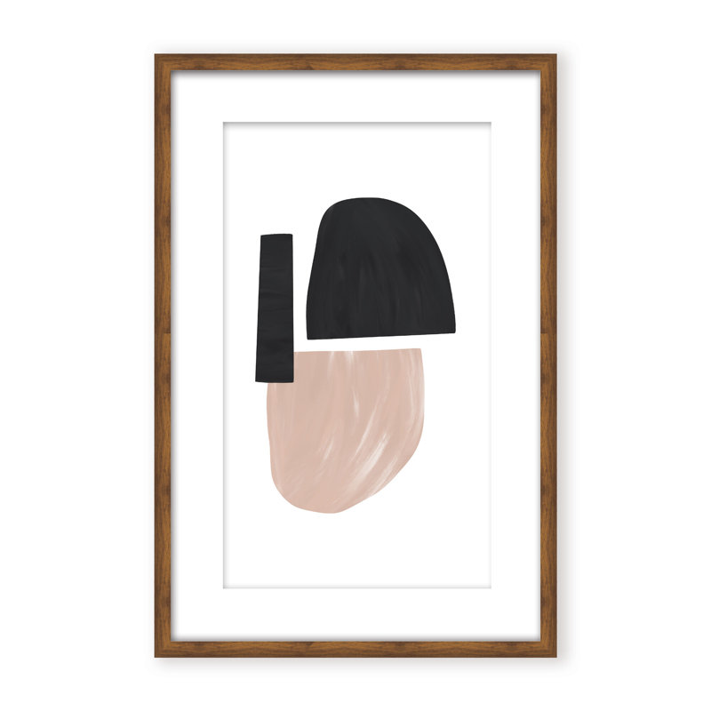 Black and Nude Abstract Shapes by Uplusmestudio - Picture Frame Painting on Paper, 48" H x 32" W x 1.125" D, Framed Print