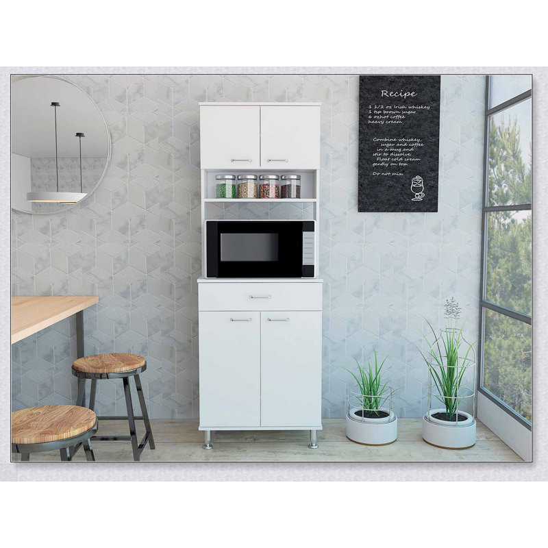 Garde-manger à 1 tiroir et 1 tablette Santa Maria avec pieds réglables en métal, design moderne et rangement polyvalent pour la cuisine et la salle à manger