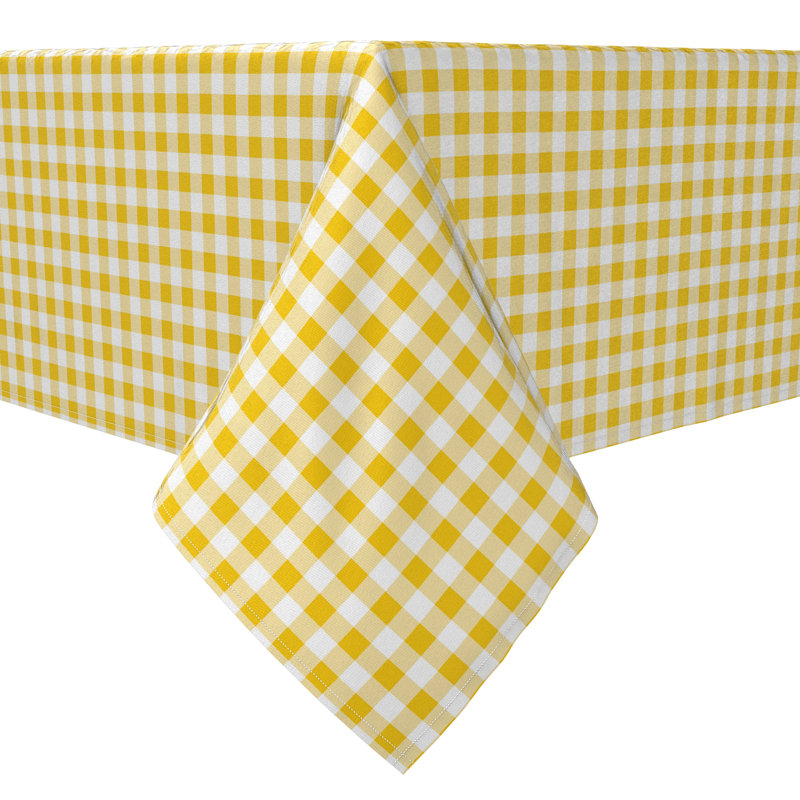 Rectangular Tablecloth, 100% Cotton, 60X84", Plaid 4, 84" x 60", Yellow/White