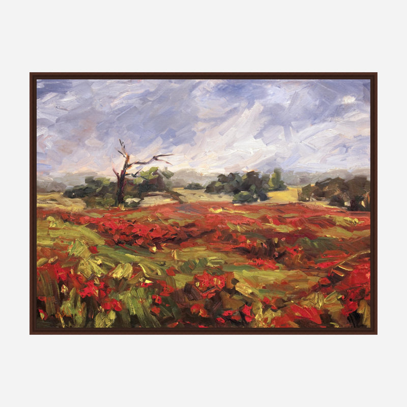 Blaze of Poppies - Artist Enhanced Canvas Print, Brown Framed Canvas, 31.5" H x 41.5" W x 1.75" D
