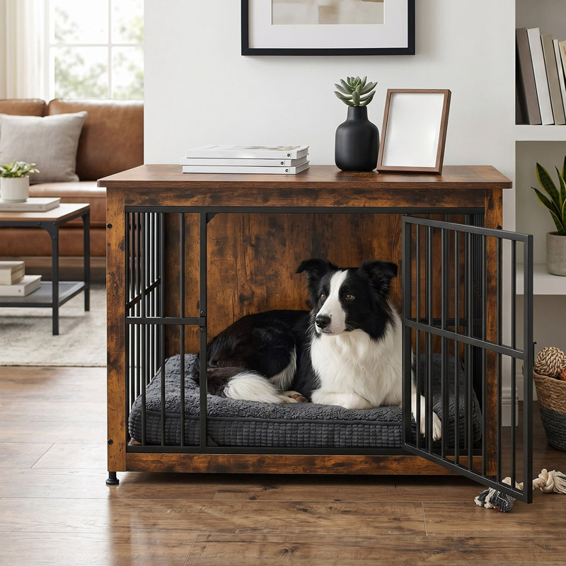 Mobilier de caisse pour chien, table de bout, chenil moderne pour chiens, Brun rustique