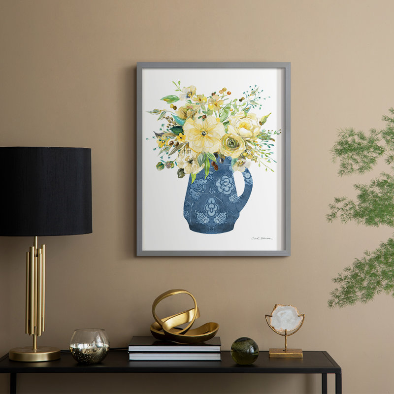 «Sunny Chinoiserie II», reproduction encadrée - bois massif, H 30 po x l 24 po, Gris