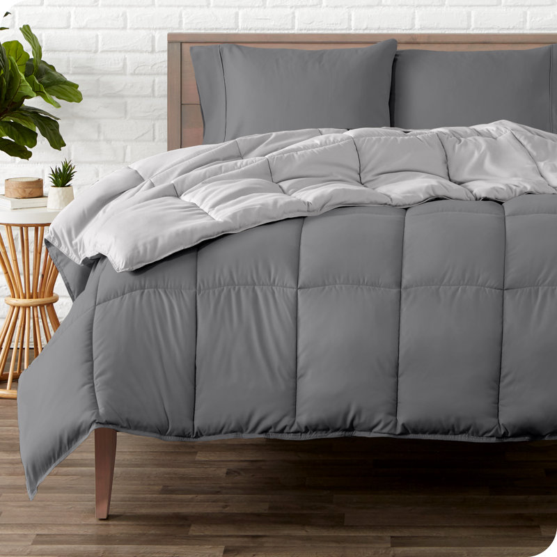 Microfiber Reversible Bed-In-A-Bag, Light Grey/Grey, Grey, Twin Extra Long Comforter + 1 Pillowcase