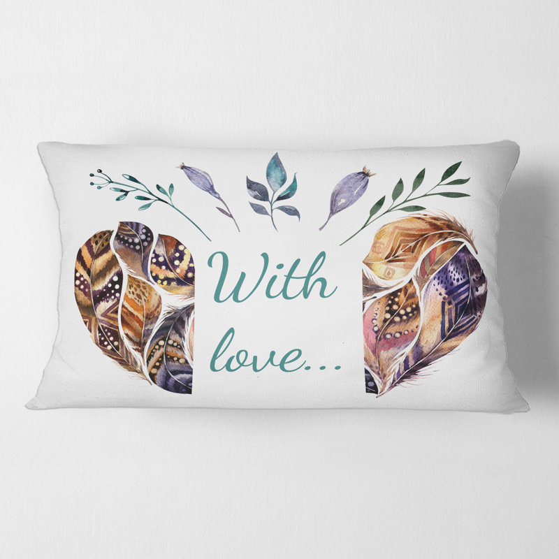 Housse de coussin rectangulaire en forme de cœur et insertions en plumes pour la Saint-Valentin