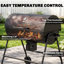 Barbecue au charbon ABTSalon avec grille-réchaud et thermomètre, barbecue portatif avec couvercle, cendrier et roues