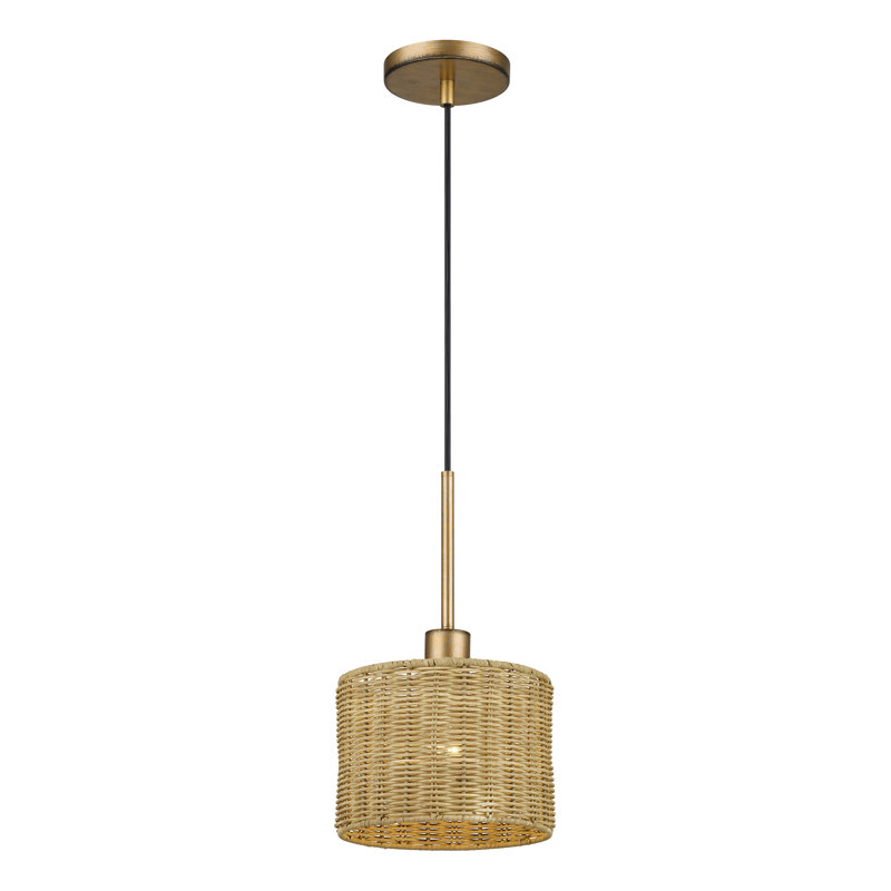 Mini-luminaire suspendu feuille d'or antique 1 lumière Weavington, H 19,5 po x l 8,5 po x P 8,5 po