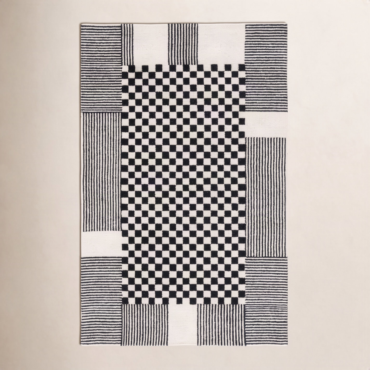 Hertha Hand-Tufted Checkered Wool Rug, Rectangle 6' x 9'