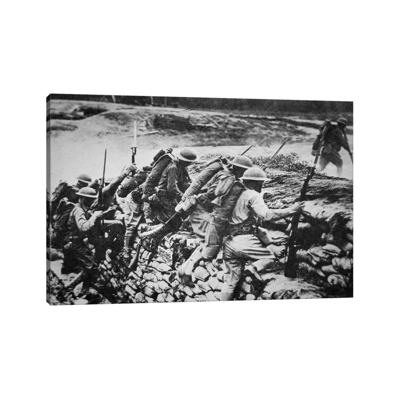 American Infantry In WWI Leaving Their Trench To Advance Against The Germans, 1918 - Wrapped Canvas Print