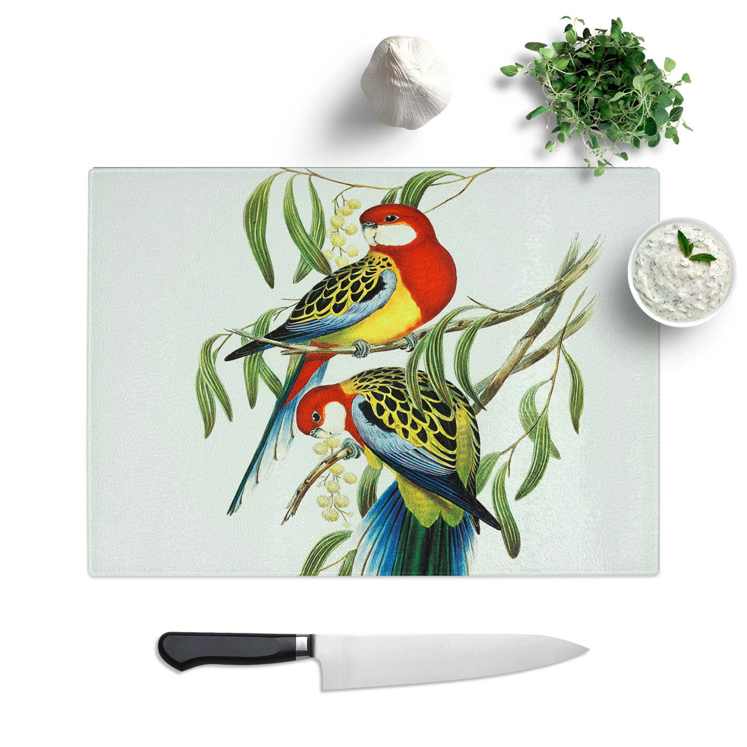 Tempered Glass Parakeets by Elizabeth Gould Chopping Board
