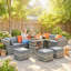 Outsunny 9 Seater Rattan Garden Furniture Set with Wide Seats Dark Grey
