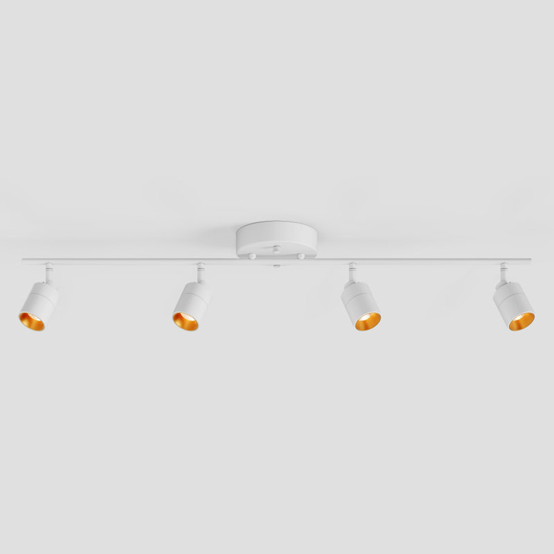 Éclairage sur rail blanc mat 4 lumières Shura avec têtes rotatives, DEL intégrée, 3 pi Plafonnier sur rail d'éclairage, 2 700 K, 1820 lumens