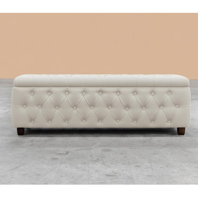 Riga Wide Velvet Tufted Rectangle Solid Color Ottoman Box with Storage, Upholstered Footstool Shoes Bench with Legs