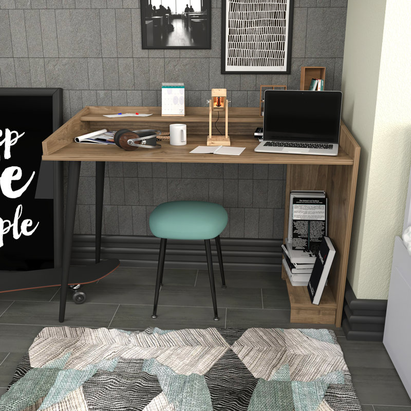 Kailee 120cm W Computer Desk, Brown/Black