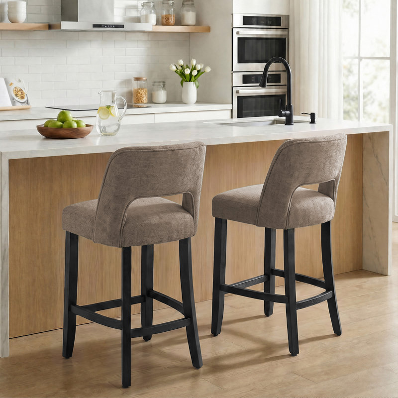 Tabouret de bar Bisto, Siège brun / cadre noir