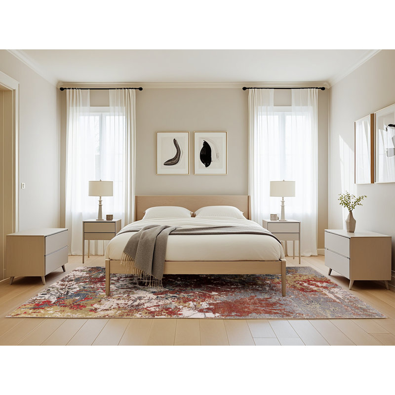 Tapis rouge / brun / gris Cardonaghy, Rectangle 5 pi x 8 pi