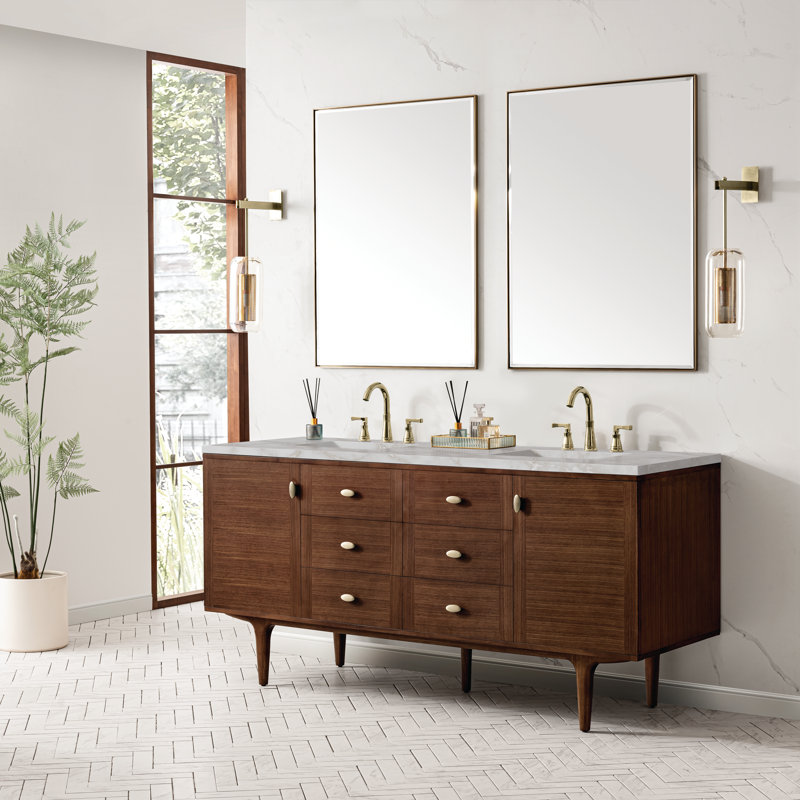 Curiel Double Bathroom Vanity Set, Victorian Silver, 8" Widespread, 72"
