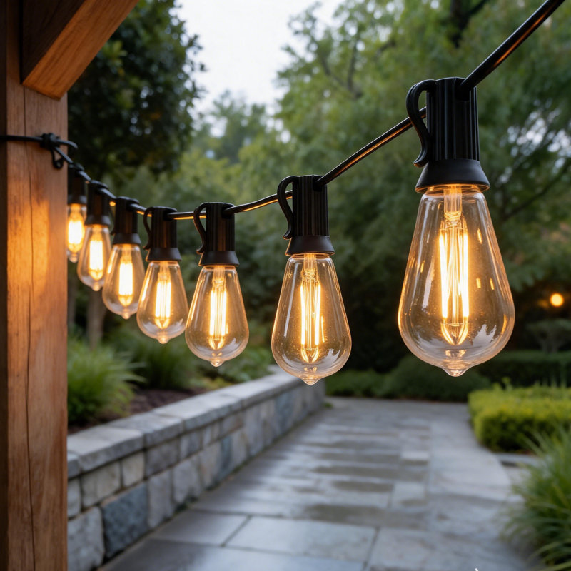 60ft Solar Powered Outdoor String Lights With Remote And 15+1 Shatterproof Led Bulbs, Waterproof, Warm White, Usb Rechargeable