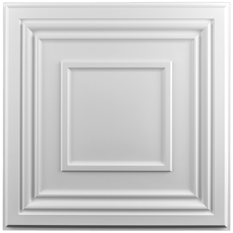 Carreau de plafond en PVC 2 pi x 2 pi, panneaux de PVC 3D, paquet de 12, 48 pieds carrés, Blanc