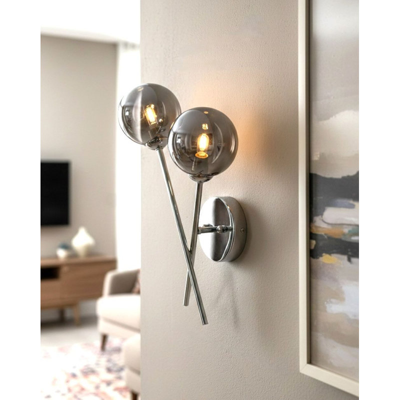 Armed Sconce, Chrome, Smoked Black