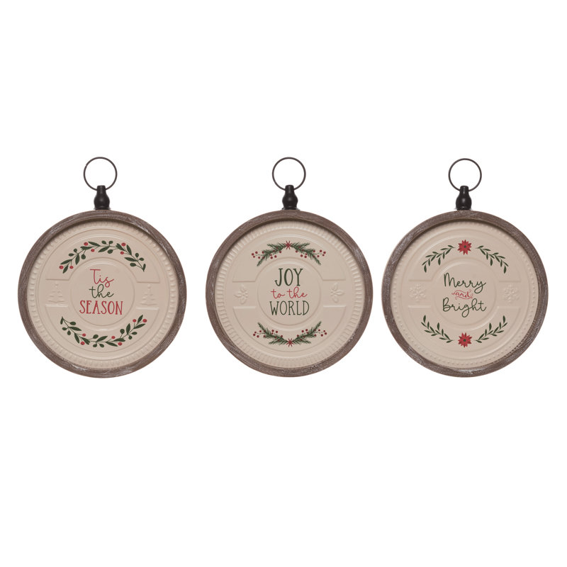  Ensemble de 3 décorations de Noël en MDF Merry & Bright