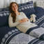 Ensemble de courtepointe géométrique en mélange de coton bleu marine et blanc-766604712
