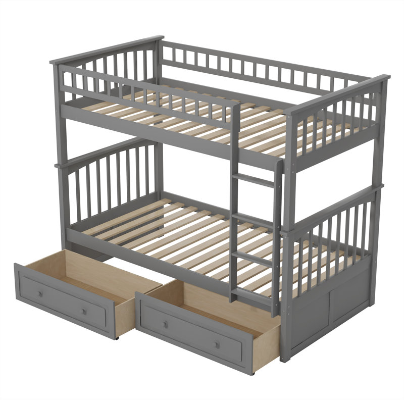 Lit superposé simple en bois massif Gammons par Harriet Bee, Gris