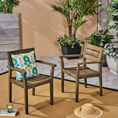Fauteuils en bois 2, gris. Pour la cour, le bord de la piscine, le jardin. Fabrication, dossier et siège à lattes, capacité de poids maximale de 350 lb