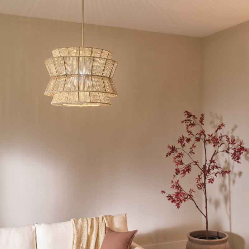 36" 4-Light Pendant with Jute Shade, 1, 16.75" H x 22" W x 22" D
