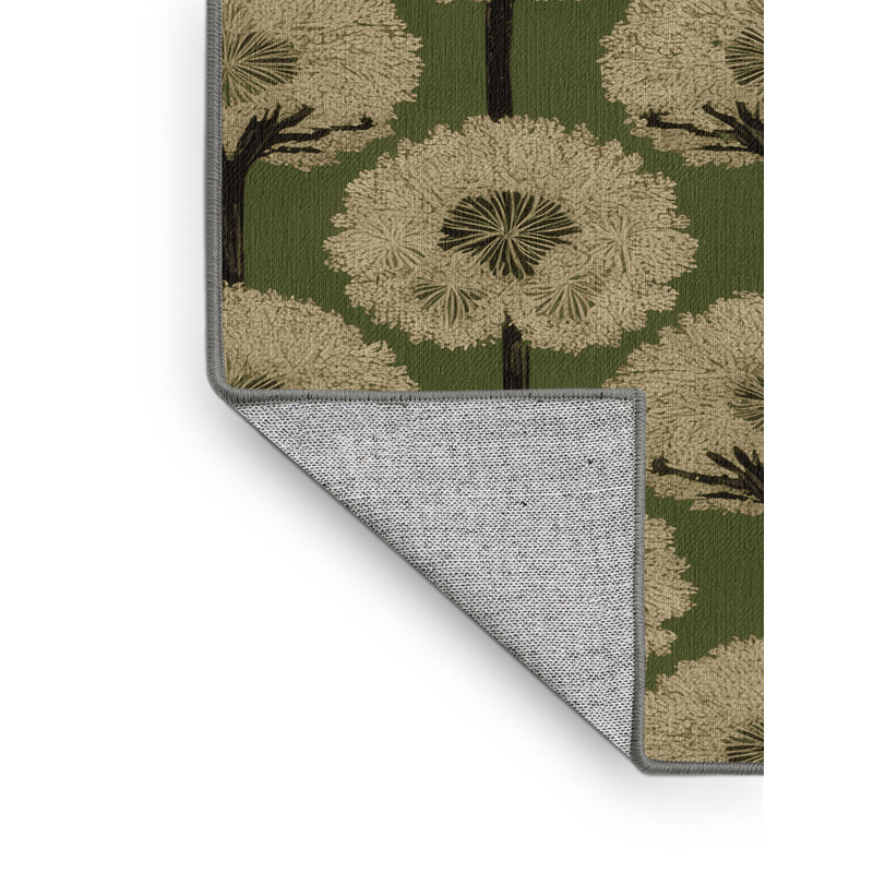 Tapis botanique brun lavable à la machine, Carré 6 pi